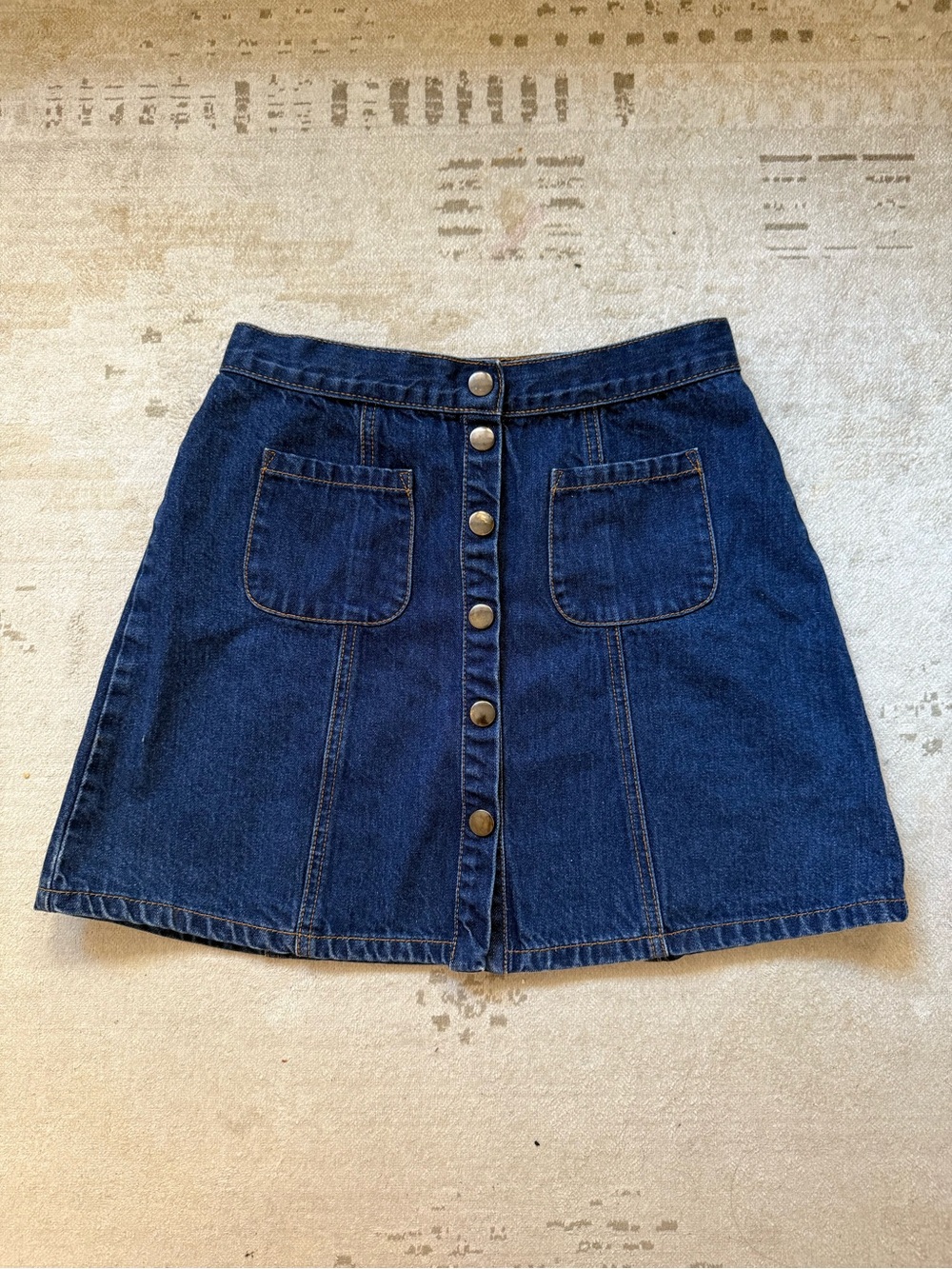 BDG Dark Wash Button Front Denim Mini Skirt Size S